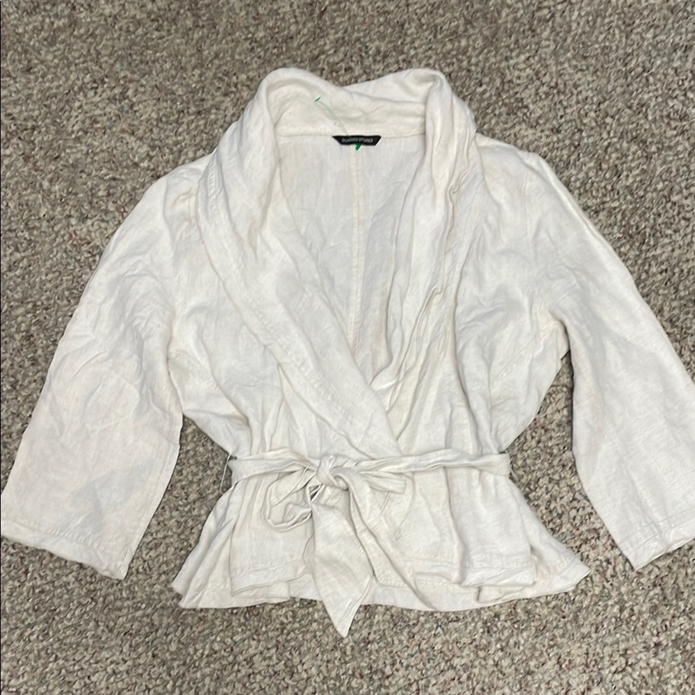 100% linen cream Wrap top/coat